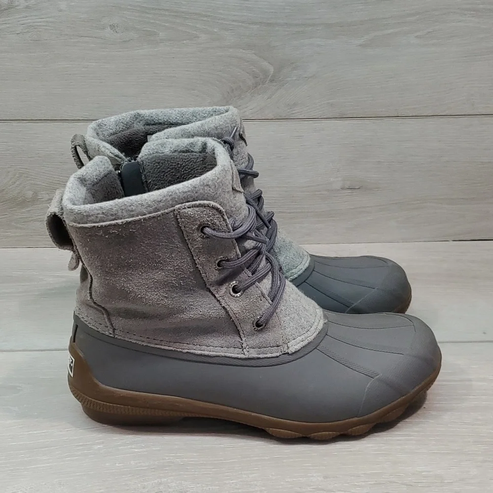 Sperry Womens Top Sider Wool Saltwater Rubber Waterproof Boots shoes sz 6.5M